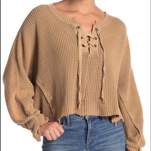 Vintage Havana Lace-Up Boxy Sweater